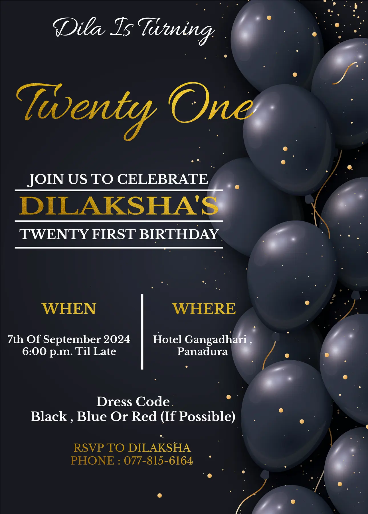 Invitation card of Dila’s 21st